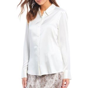 Antonio Melani Yana Button Down Silk Blouse Ivory M